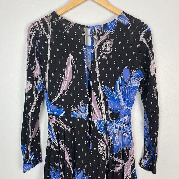 Free People First Kiss Printed Maxi Dress Botanical Night Blue XS - Picture 4 of 8